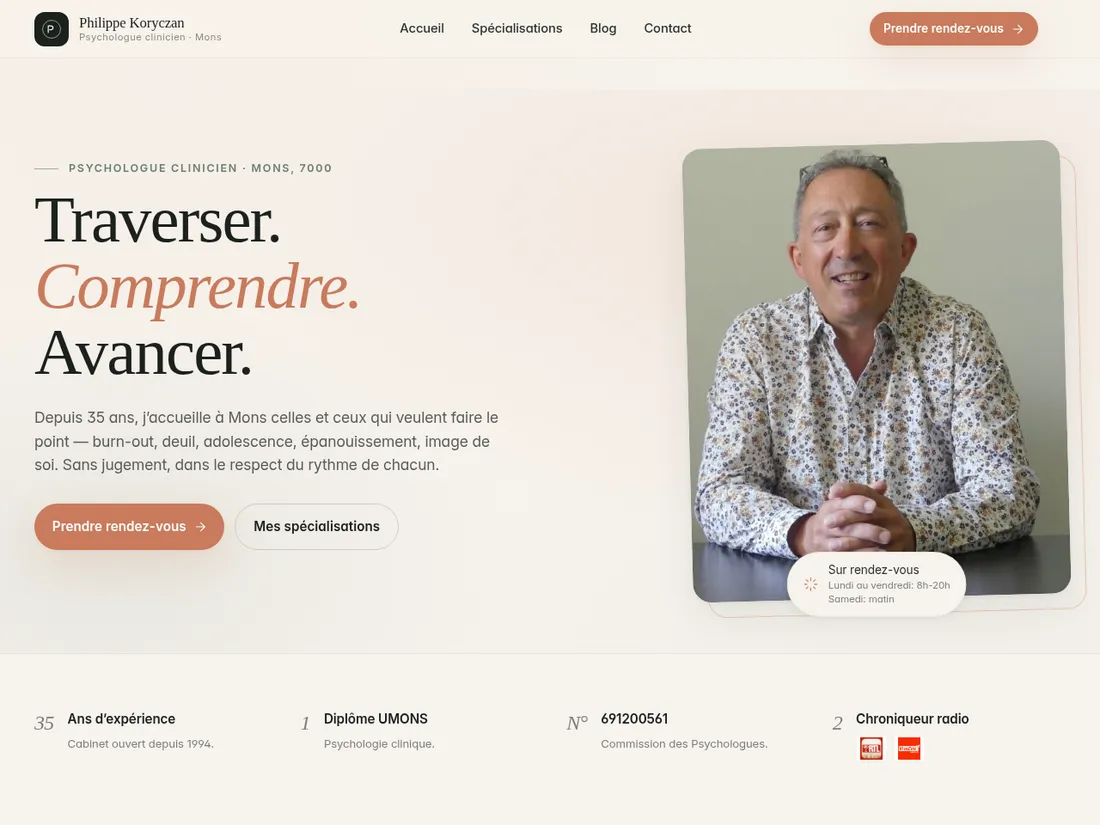Site vitrine de Philippe Koryczan, psychologue clinicien à Mons