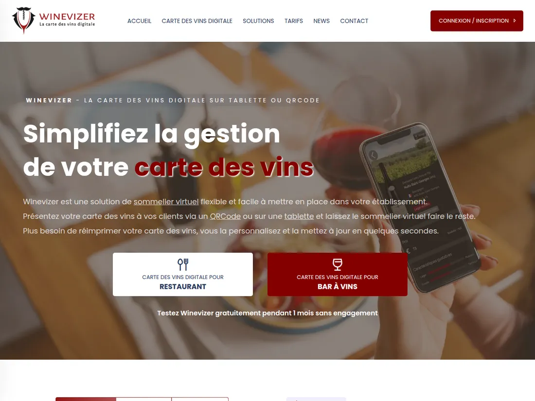 Winevizer — application SaaS de carte des vins digitale