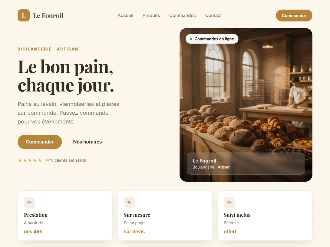 Exemple de site internet pour boulangerie
