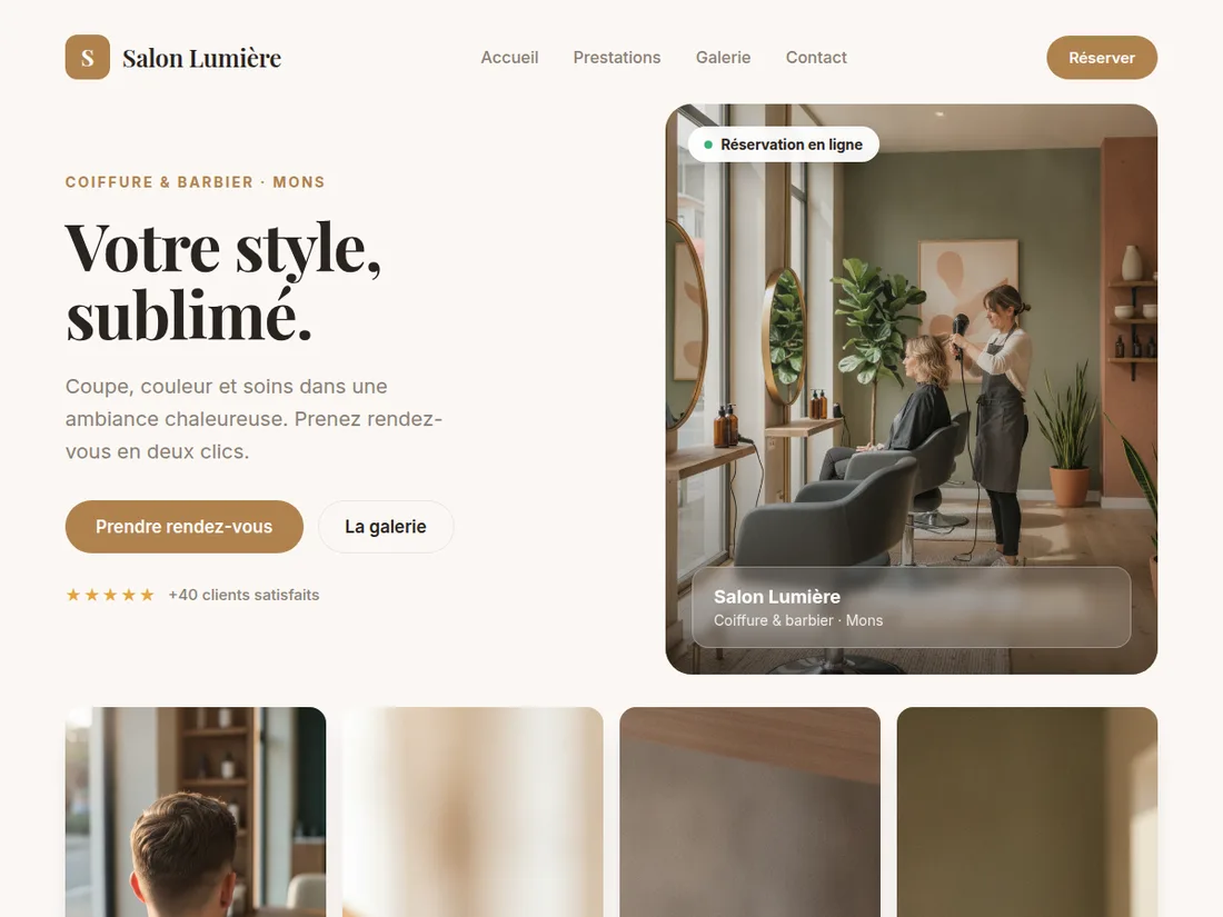 Exemple de site internet pour salon de coiffure