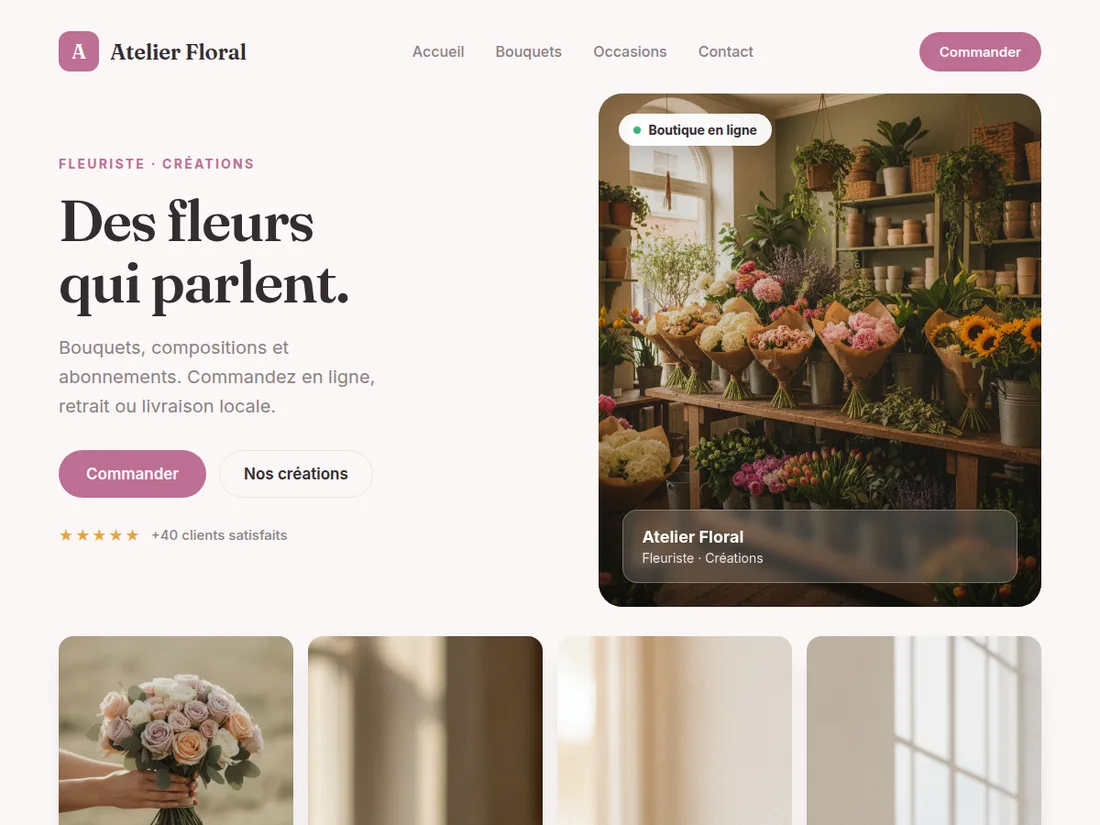 Exemple de site internet pour fleuriste