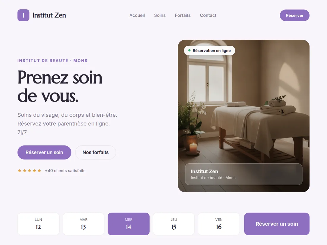 Exemple de site internet pour institut de beauté