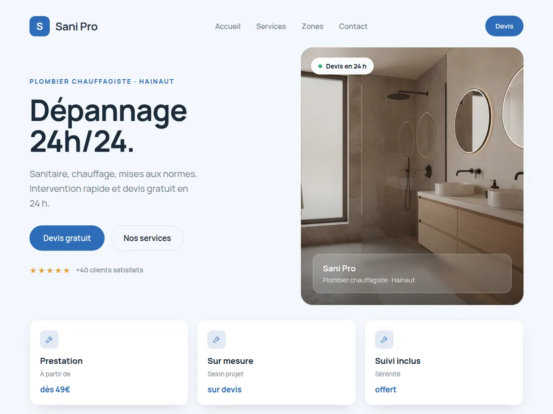 Exemple de site internet pour plombier