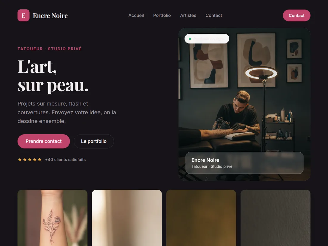 Exemple de site internet pour tatoueur